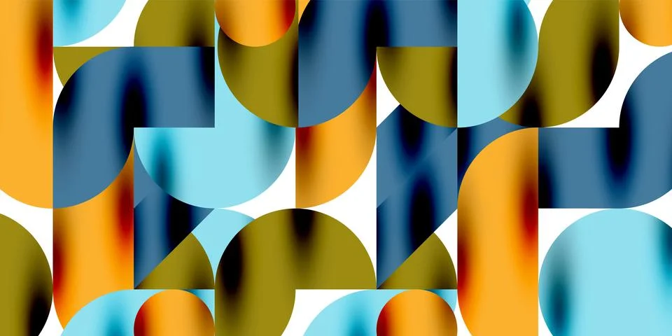 Tech minimal circular shapes geometric art. Vector modern circles Illustrazione stock