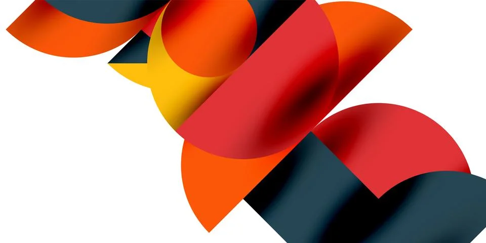 Tech minimal circular shapes geometric art. Vector modern circles Illustrazione stock