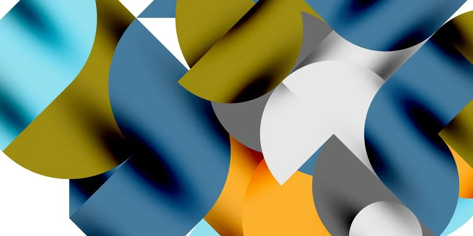 Tech minimal circular shapes geometric art. Vector modern circles Illustrazione stock