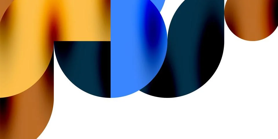 Tech minimal circular shapes geometric art. Vector modern circles Illustrazione stock