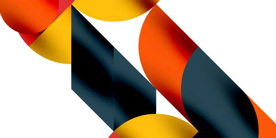 Tech minimal circular shapes geometric art. Vector modern circles Stock Illustration