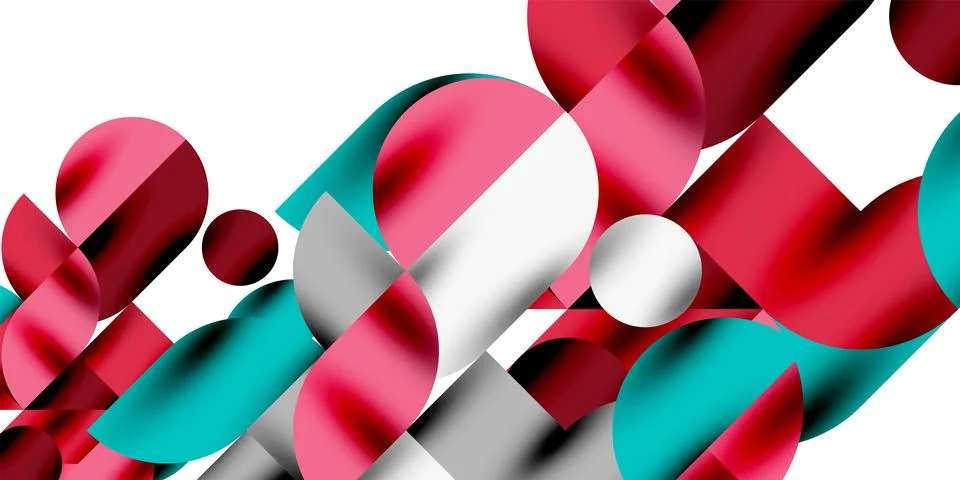 Tech minimal circular shapes geometric art. Vector modern circles Stock Illustration