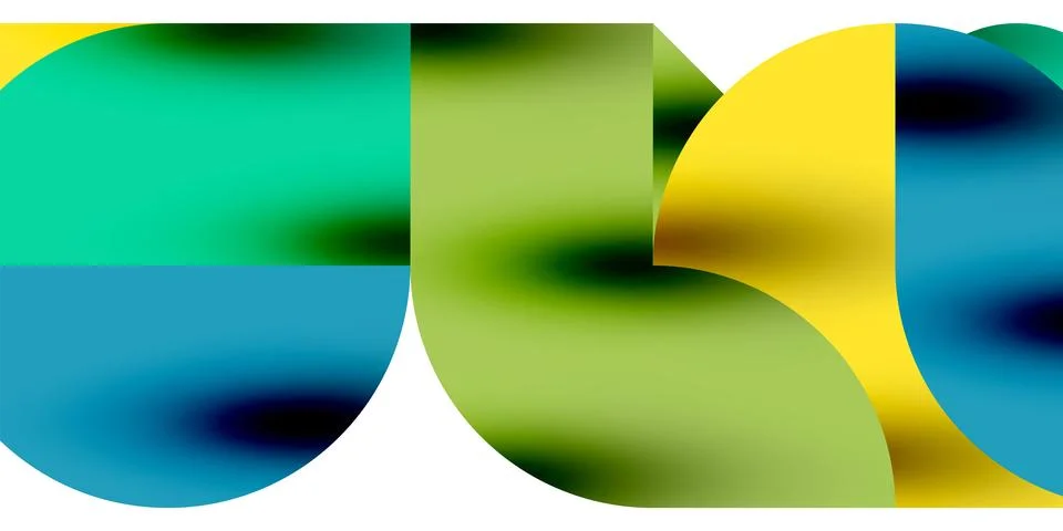 Tech minimal circular shapes geometric art. Vector modern circles Illustrazione stock