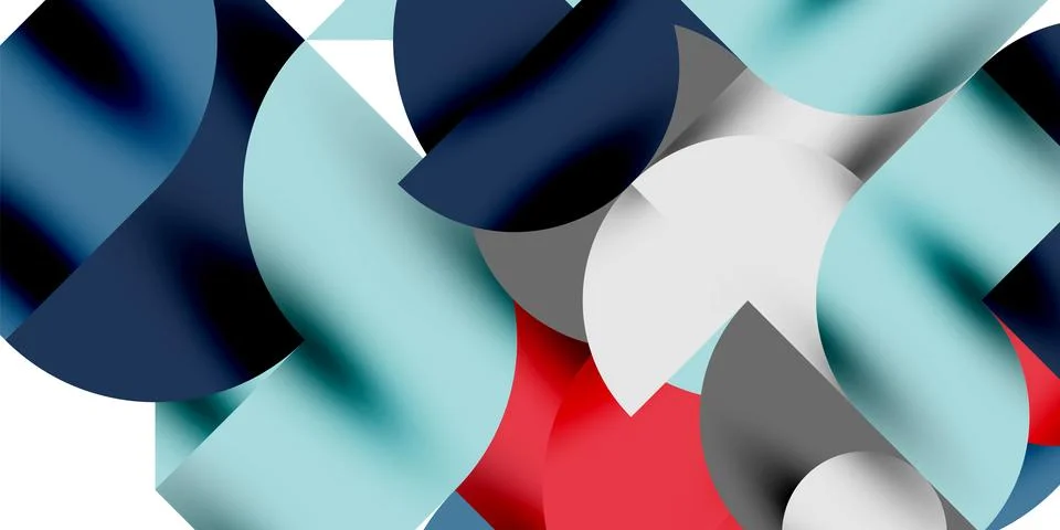 Tech minimal circular shapes geometric art. Vector modern circles Stock Illustration