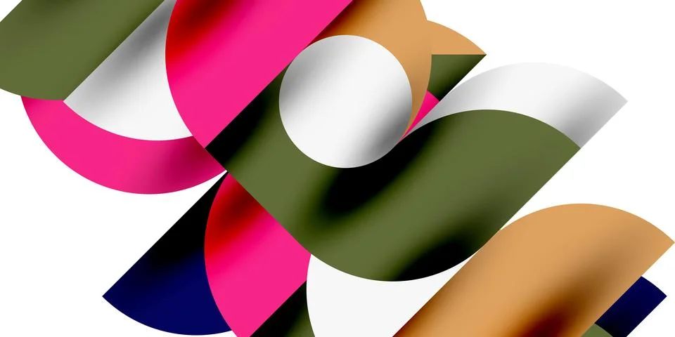 Tech minimal circular shapes geometric art. Vector modern circles Stock Illustration