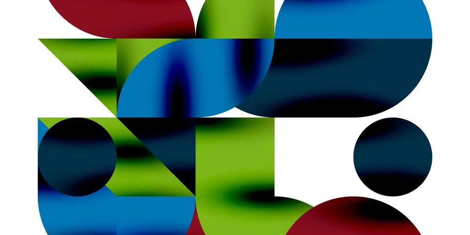 Tech minimal circular shapes geometric art. Vector modern circles Stock Illustration