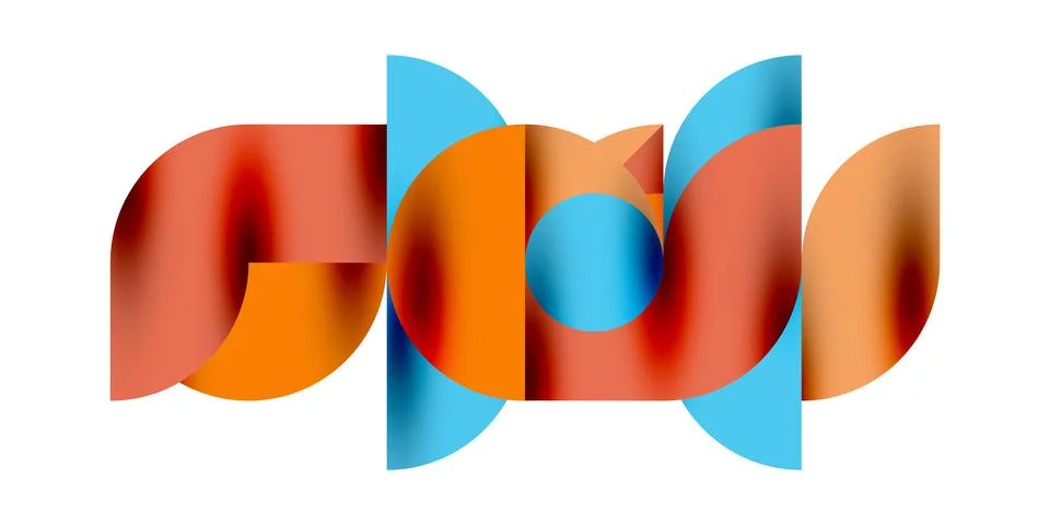 Tech minimal circular shapes geometric art. Vector modern circles Illustrazione stock