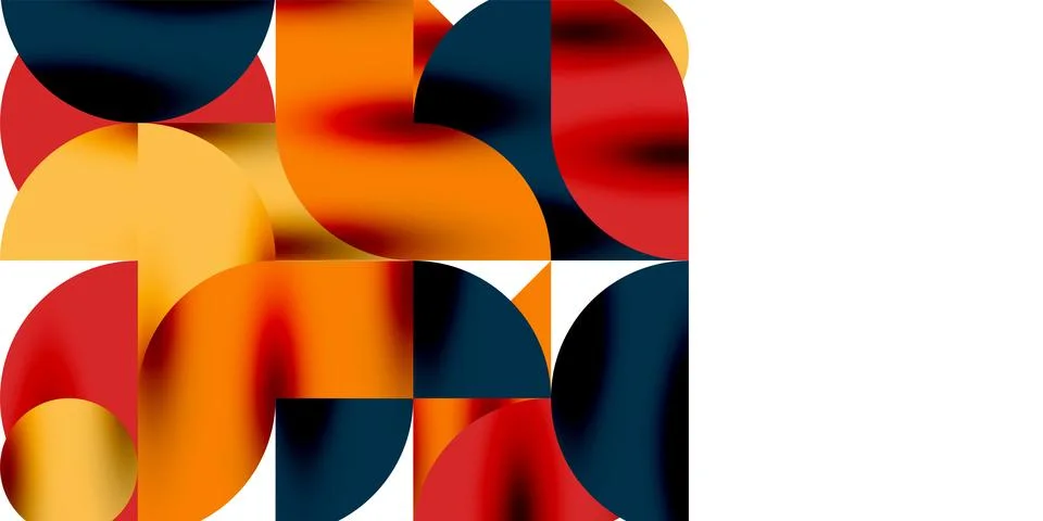 Tech minimal circular shapes geometric art. Vector modern circles Illustrazione stock