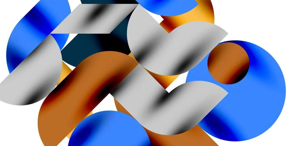 Tech minimal circular shapes geometric art. Vector modern circles イラスト素材