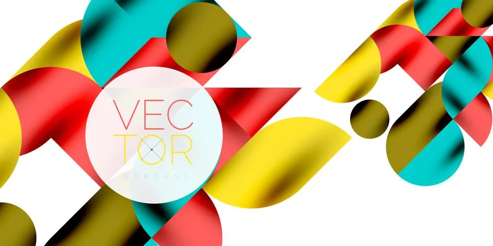 Tech minimal circular shapes geometric art. Vector modern circles Illustrazione stock