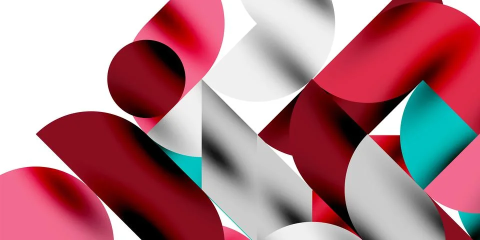 Tech minimal circular shapes geometric art. Vector modern circles Illustrazione stock