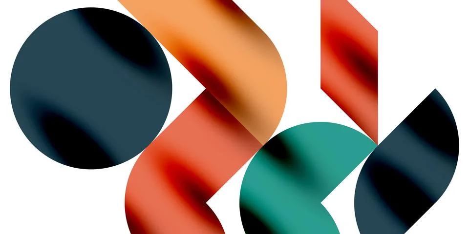 Tech minimal circular shapes geometric art. Vector modern circles Stock Illustration