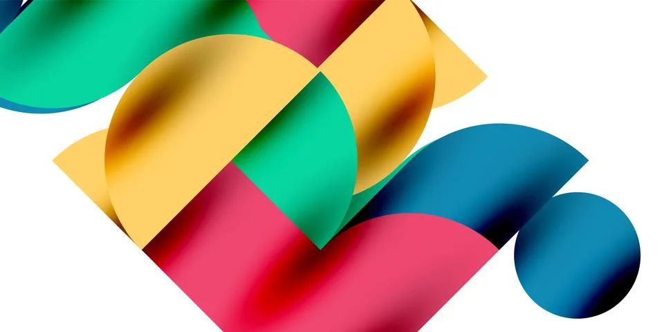 Tech minimal circular shapes geometric art. Vector modern circles Stock Illustration
