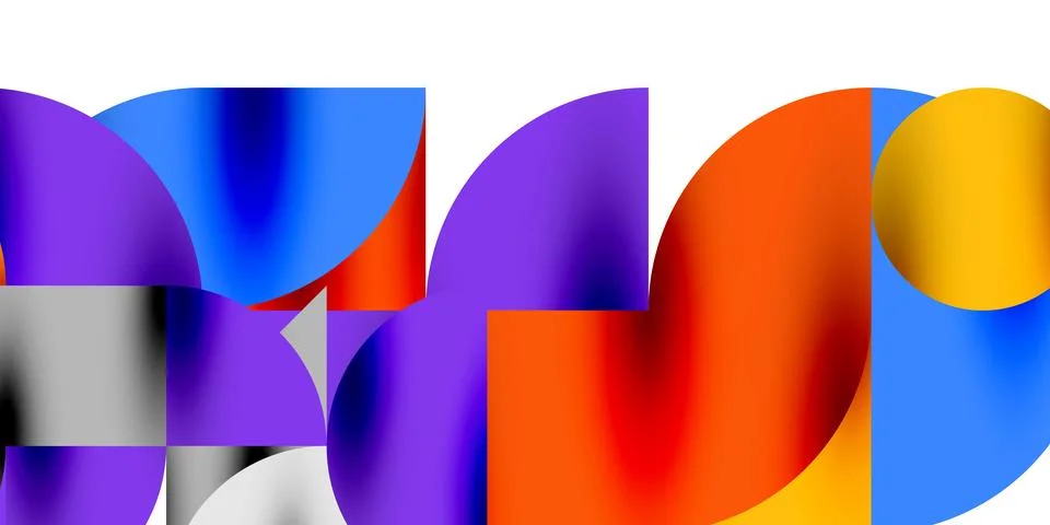 Tech minimal circular shapes geometric art. Vector modern circles Stock Illustration