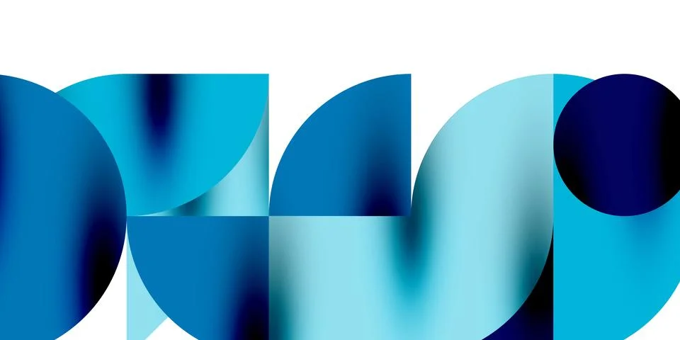 Tech minimal circular shapes geometric art. Vector modern circles Stock Illustration