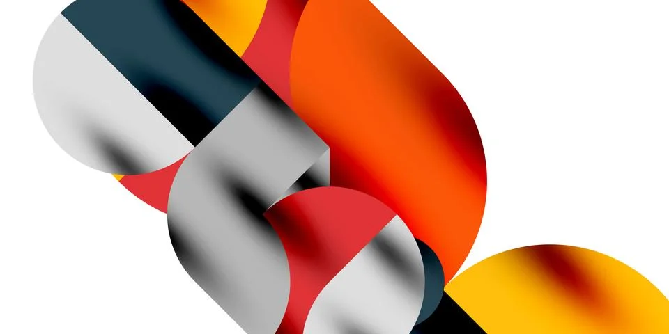 Tech minimal circular shapes geometric art. Vector modern circles Stock Illustration