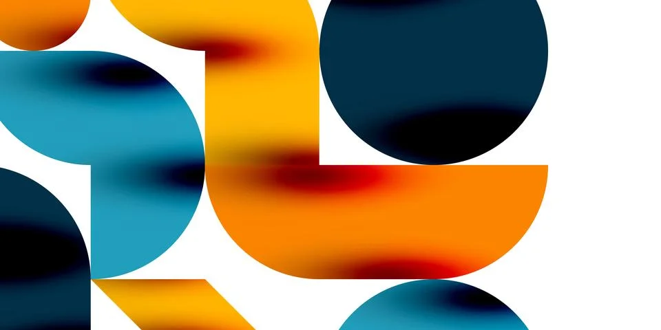 Tech minimal circular shapes geometric art. Vector modern circles Illustrazione stock