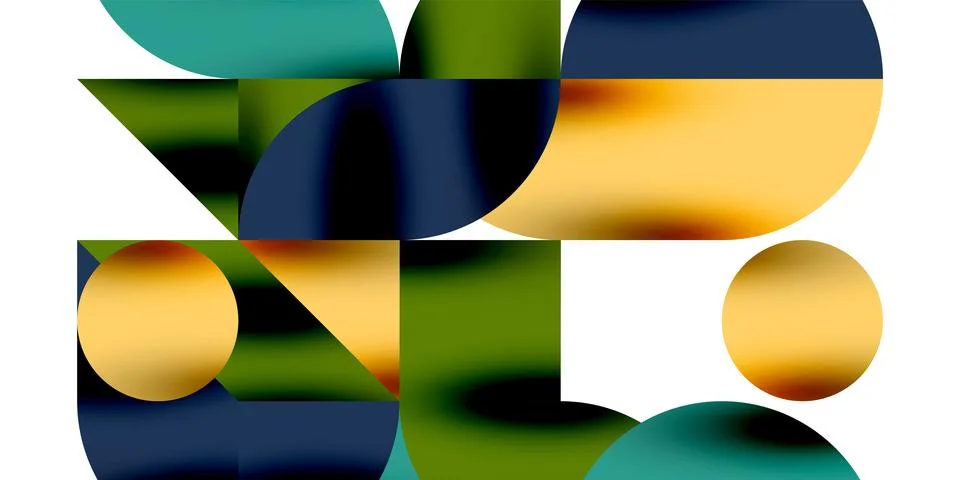 Tech minimal circular shapes geometric art. Vector modern circles Stock Illustration