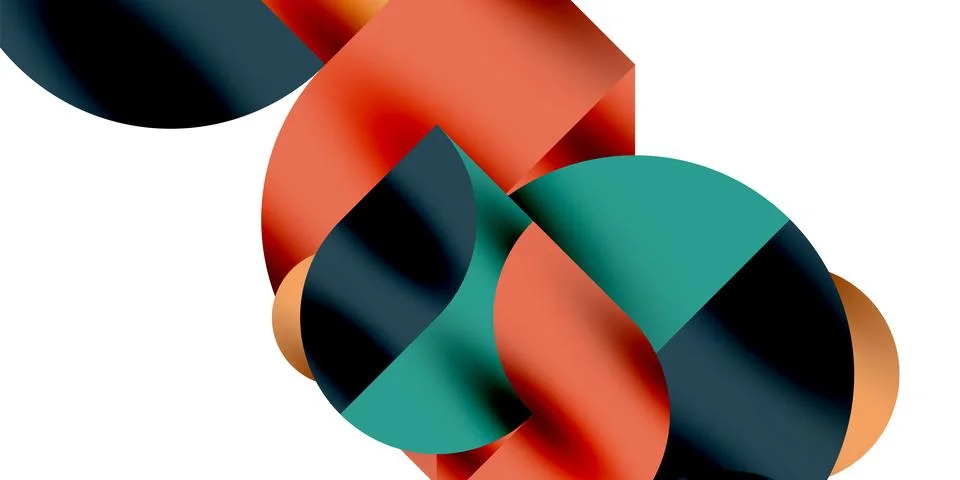 Tech minimal circular shapes geometric art. Vector modern circles Stock Illustration