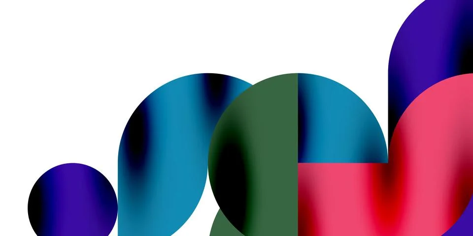 Tech minimal circular shapes geometric art. Vector modern circles Stock Illustration