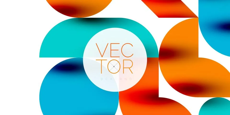 Tech minimal circular shapes geometric art. Vector modern circles Illustrazione stock