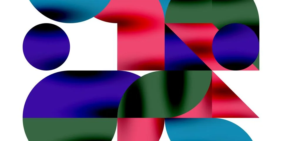 Tech minimal circular shapes geometric art. Vector modern circles Illustrazione stock