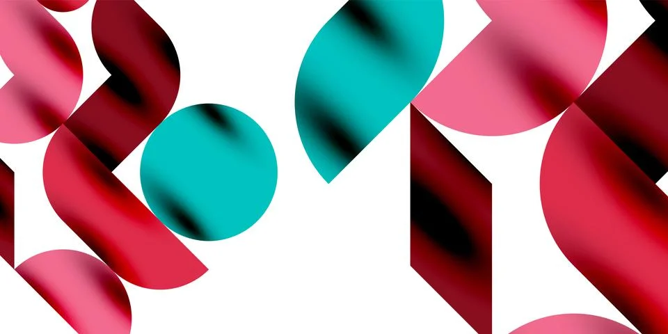 Tech minimal circular shapes geometric art. Vector modern circles Stock Illustration