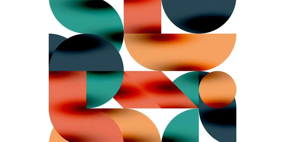 Tech minimal circular shapes geometric art. Vector modern circles Stock Illustration