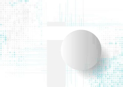 Tech minimal geometric abstract background with paper circle and square dots Illustrazione stock