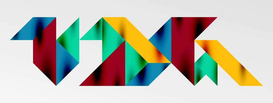Tech minimal overlapping triangle shapes elements geometric graphic pattern Stock Illustration