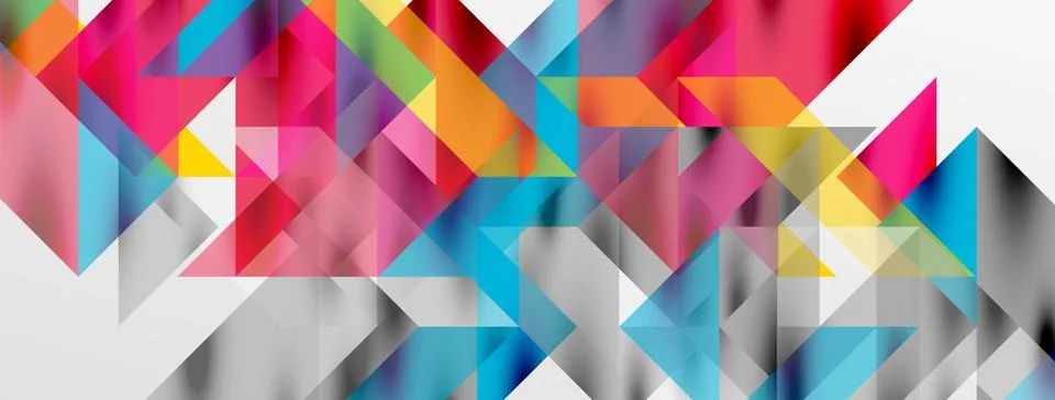 Tech minimal overlapping triangle shapes elements geometric graphic pattern Stock Illustration