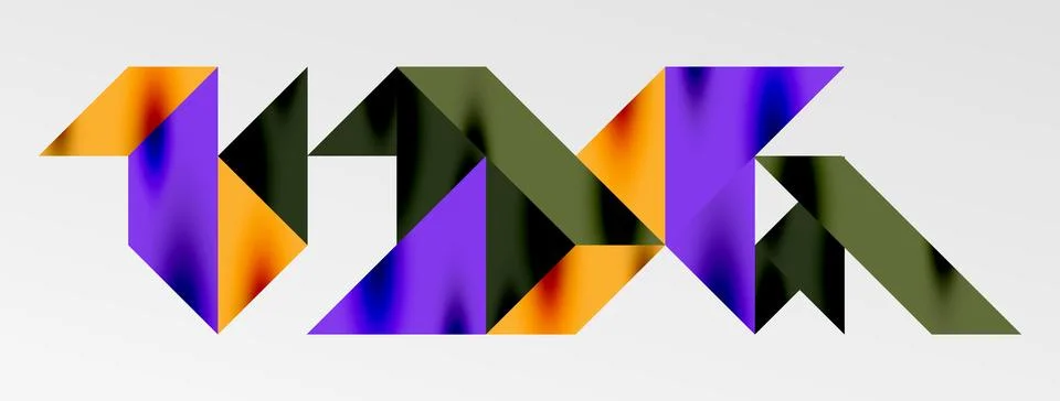 Tech minimal overlapping triangle shapes elements geometric graphic pattern Stock Illustration