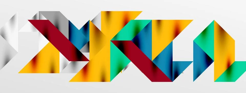 Tech minimal overlapping triangle shapes elements geometric graphic pattern Stock Illustration