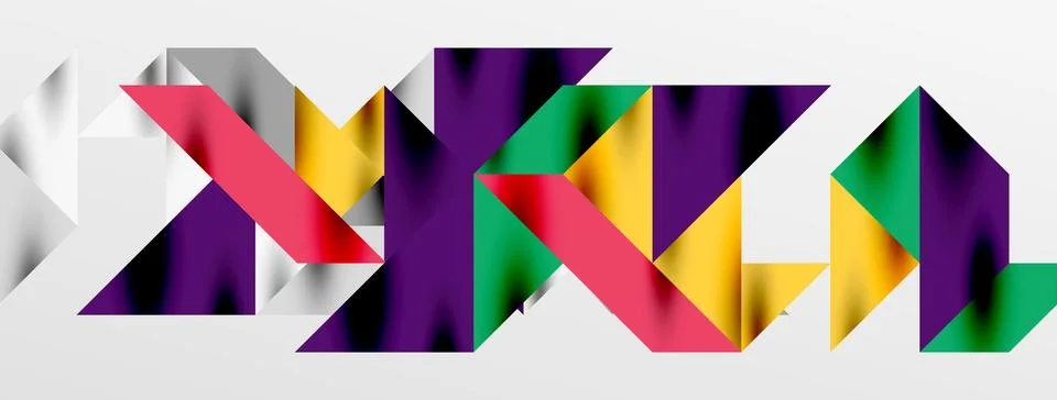 Tech minimal overlapping triangle shapes elements geometric graphic pattern Stock Illustration