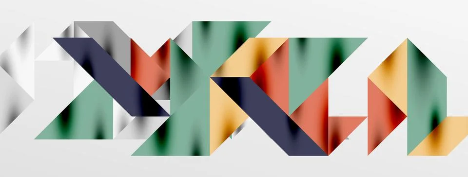 Tech minimal overlapping triangle shapes elements geometric graphic pattern Illustrazione stock