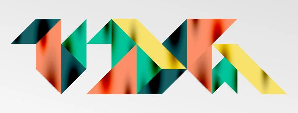 Tech minimal overlapping triangle shapes elements geometric graphic pattern Stock Illustration
