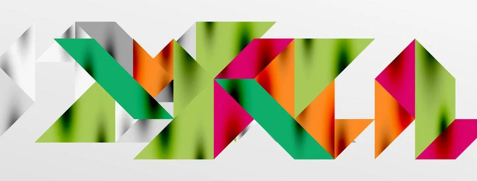 Tech minimal overlapping triangle shapes elements geometric graphic pattern Stock Illustration