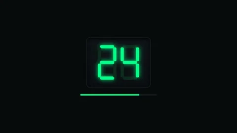 Tech minimalist countdown timer from 30 seconds with digital led digits Stock Footage 341325040