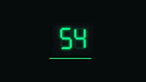Tech minimalist countdown timer from 60 seconds with digital led digits Stock Footage 341325042