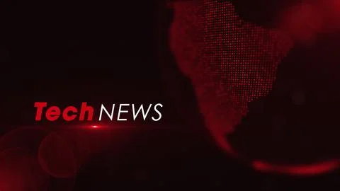 Tech News On Red Light Partial View Of Dotted Globe Earth World Map Top Right  Stock Illustration