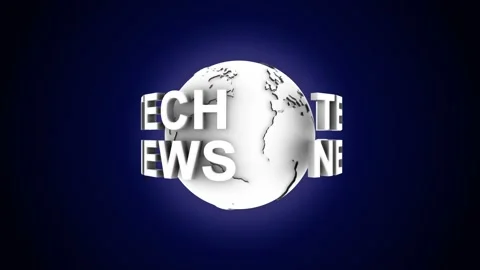 TECH NEWS Text Animation Around the Earth, Loop, 60fps Video stock 204011042