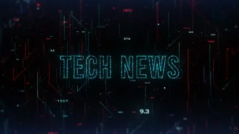 Tech News Text Lines Vertical Slanted Dotted Lines Digital Numbers Hi-tech Stock Illustration