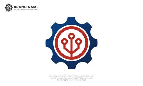 Tech Node Gear Logo Stock Illustration