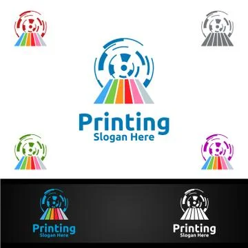 Tech Printing Company Vector Logo Design for Media, Retail, Advertising, News Stock Illustration
