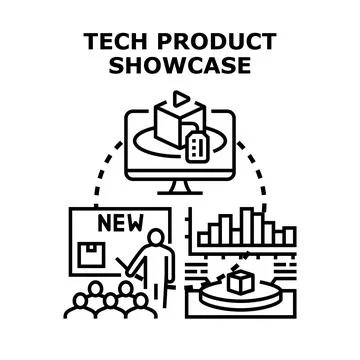 Tech product showcase demonstrating innovation launch strategy Stock Illustration