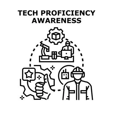 Tech proficiency awareness developing modern industrial skills Stock Illustration