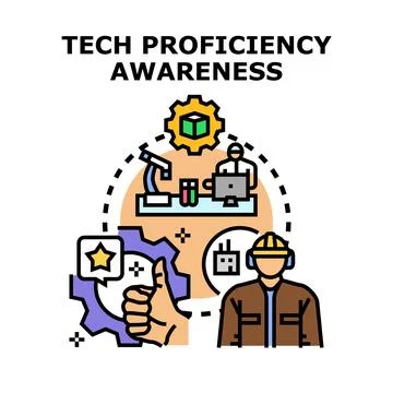 Tech proficiency awareness developing modern industrial skills Stock Illustration