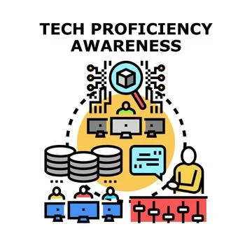 Tech proficiency awareness for digital skills development Illustrazione stock