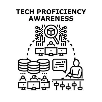 Tech proficiency awareness for digital skills development 库存插图