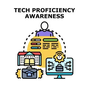 Tech proficiency awareness for digital workplace skills Stock Illustration